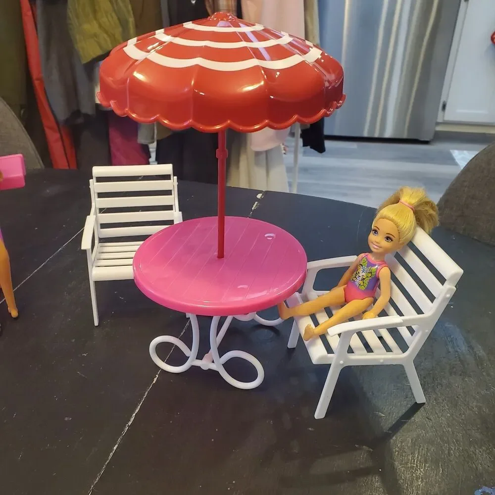 Vintage Barbie Pool Party Set Table Chairs BBQ Lounger Pool Floaties *No Dolls